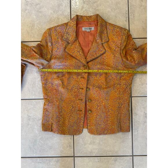 Kay Unger Vintage NWT Orange Gold Paisley Brocade India Lined Jacket Sz 10 - Picture 7 of 8